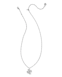 Clover Silver Crystal Short Pendant Necklace in White CZ