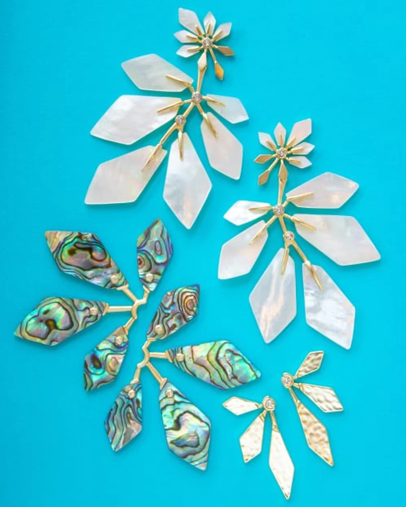 Malika Gold Statement Earrings in Abalone Shell