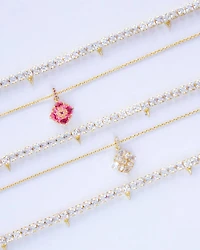 Dira Gold Crystal Short Pendant Necklace White CZ