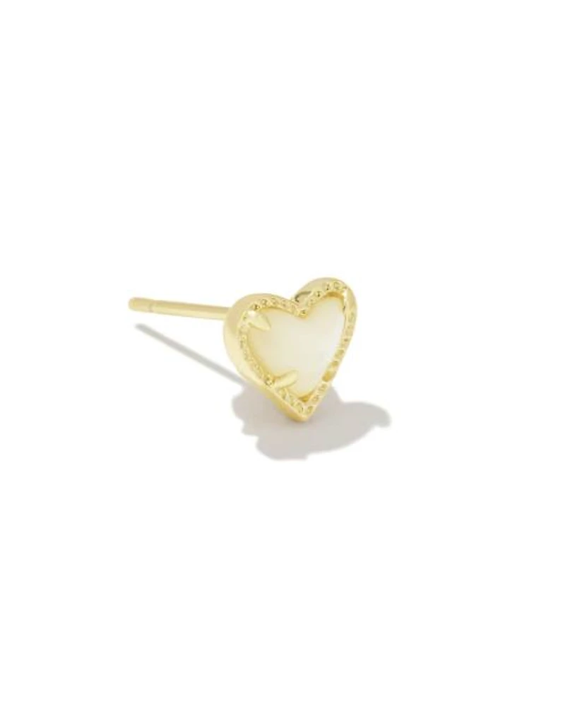 Mini Ari Heart Gold Single Stud Earring Ivory Mother-of-Pearl