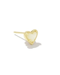 Mini Ari Heart Gold Single Stud Earring Ivory Mother-of-Pearl