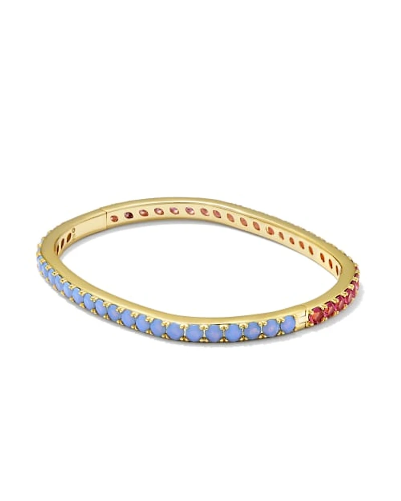 Chandler Gold Bangle Bracelet White Opalite Mix