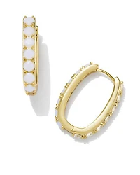 Chandler Gold Hoop Earrings Green Lilac Mix