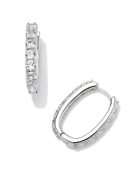 Chandler Silver Hoop Earrings in White Opalite Mix