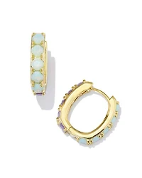 Chandler Gold Huggie Earrings Pink Blue Mix
