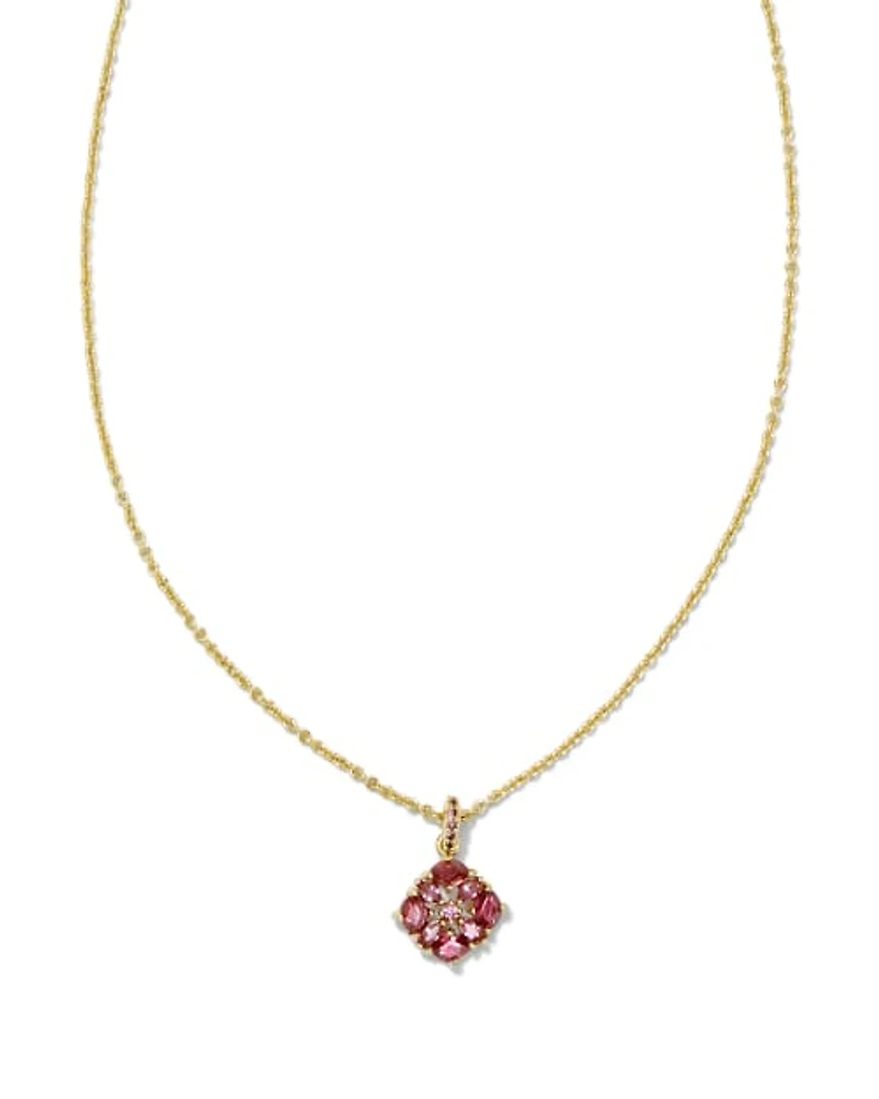 Dira Gold Crystal Short Pendant Necklace White CZ