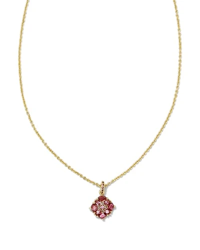 Dira Gold Crystal Short Pendant Necklace White CZ