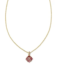 Dira Gold Crystal Short Pendant Necklace White CZ
