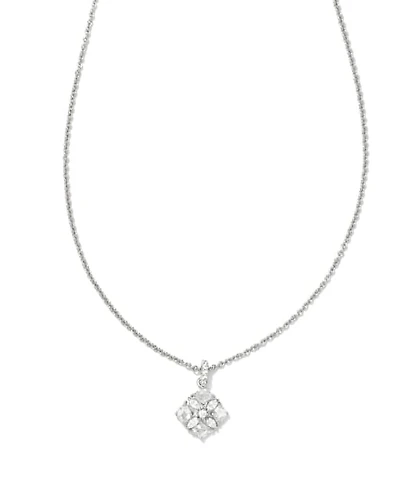 Dira Silver Crystal Short Pendant Necklace in White CZ
