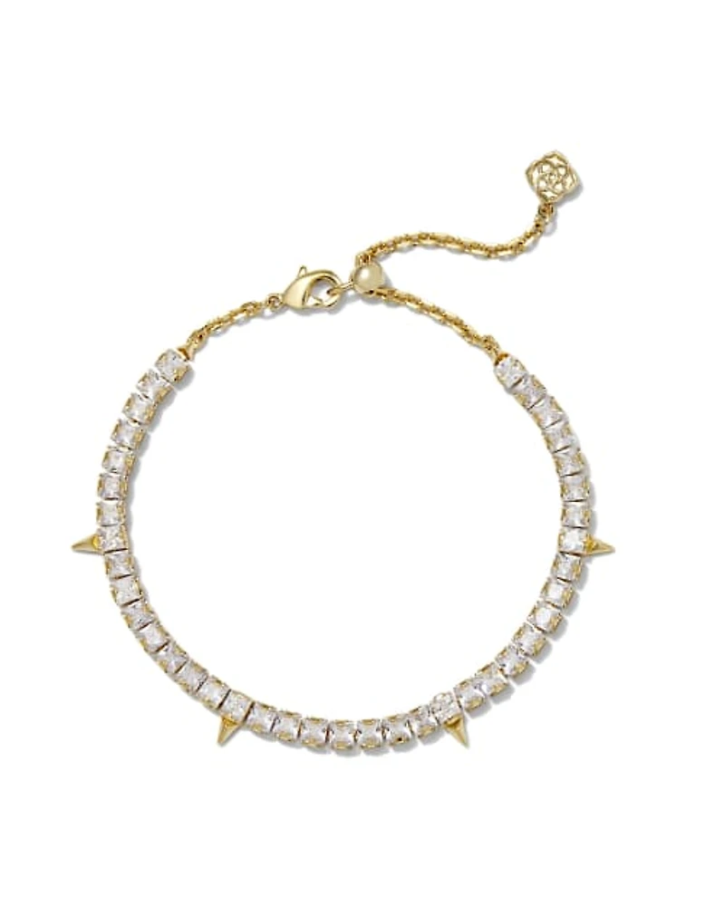 Jacqueline Gold Tennis Bracelet in White CZ