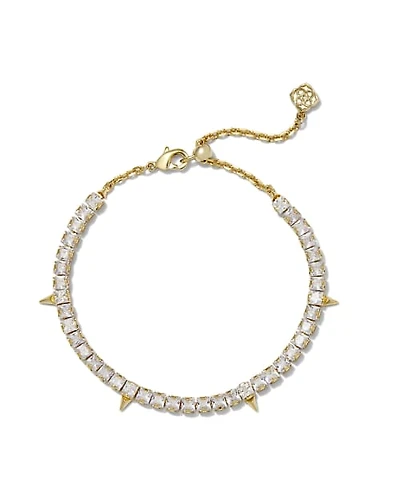 Jacqueline Gold Tennis Bracelet in White CZ