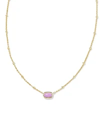 Mini Elisa Gold Satellite Short Pendant Necklace Fuchsia Magnesite