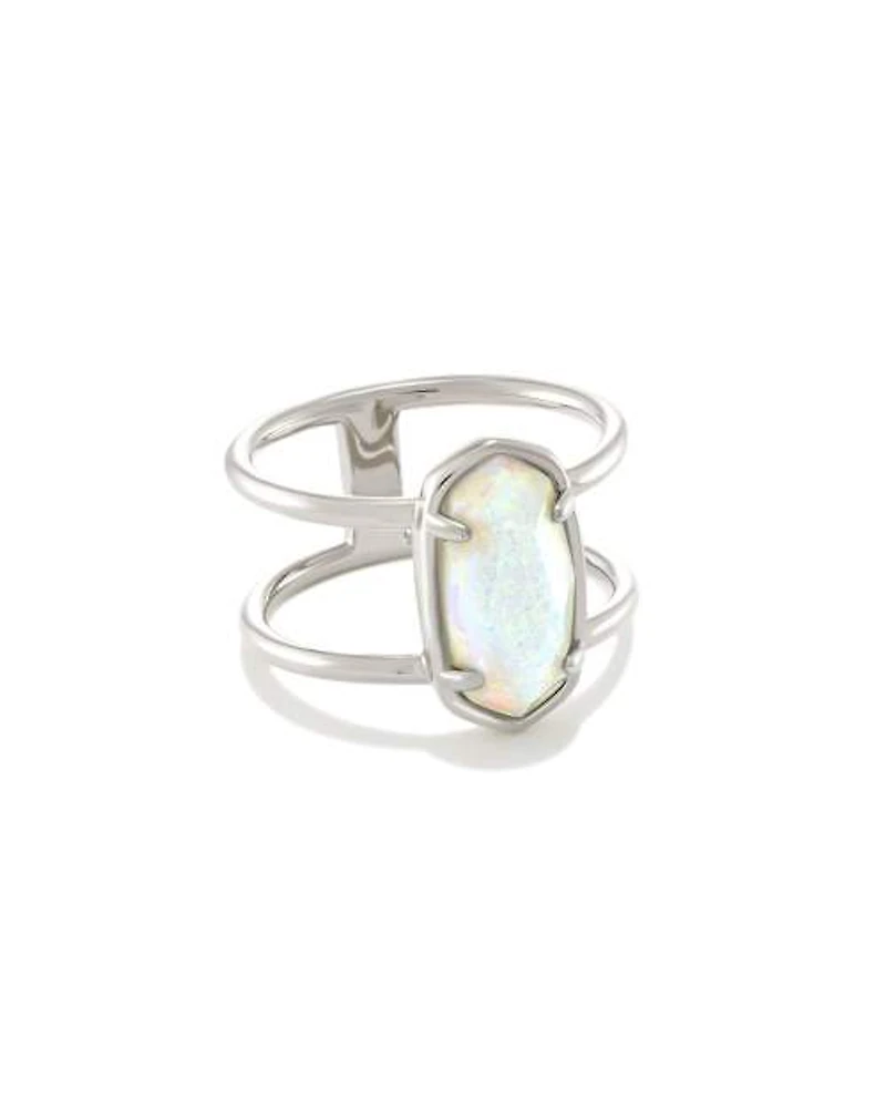 Elyse Sterling Silver Double Band Ring White Opal