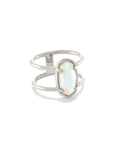 Elyse Sterling Silver Double Band Ring White Opal