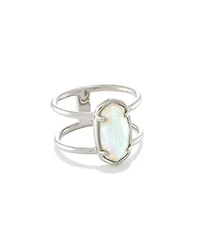 Elyse Sterling Silver Double Band Ring White Opal