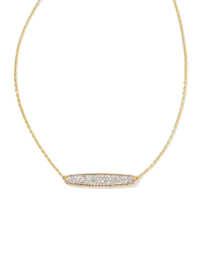 Mattie 18k Yellow Gold Vermeil Pave Pendant Necklace White Diamond