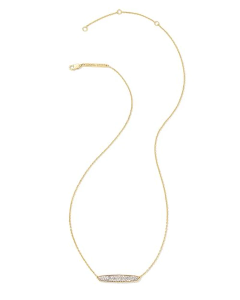 Mattie 18k Yellow Gold Vermeil Pave Pendant Necklace White Diamond