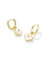 Dira 18k Gold Vermeil Carved Stone Huggie Earrings