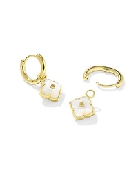 Dira 18k Gold Vermeil Carved Stone Huggie Earrings