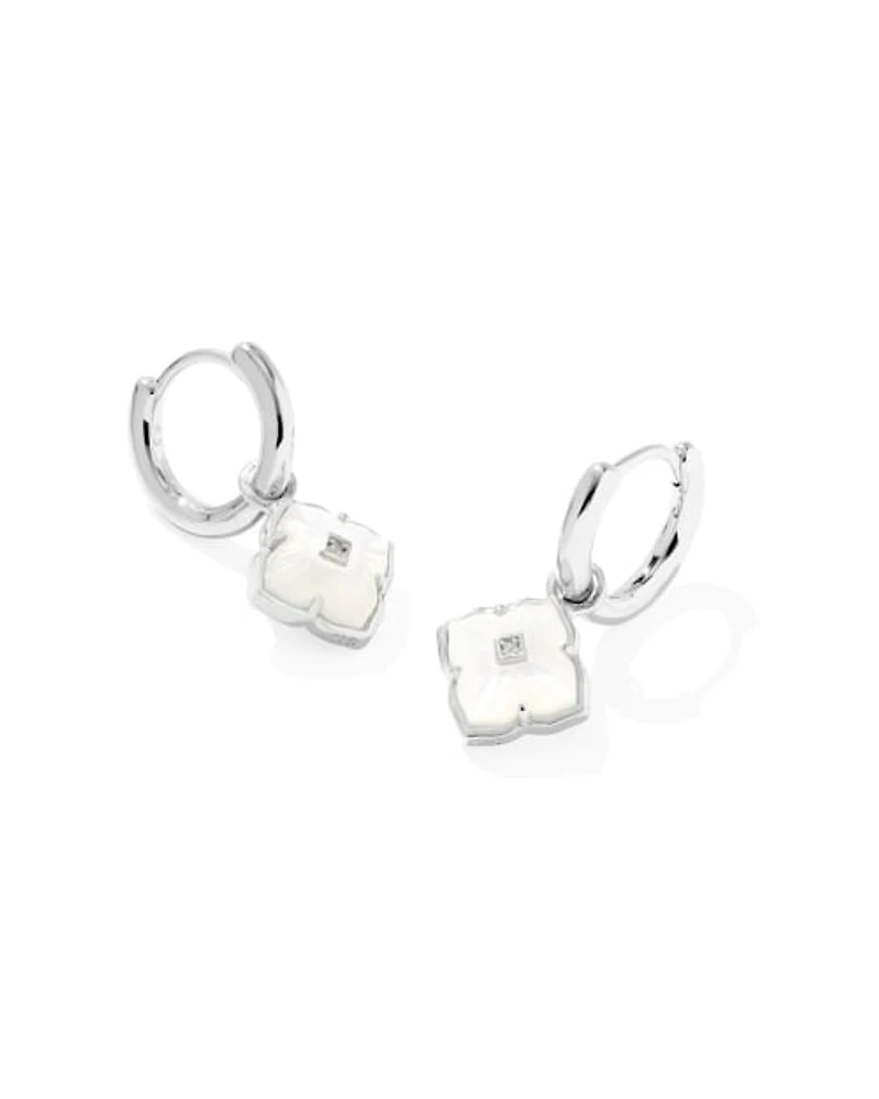 Dira Sterling Silver Carved Stone Huggie Earrings