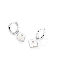 Dira Sterling Silver Carved Stone Huggie Earrings