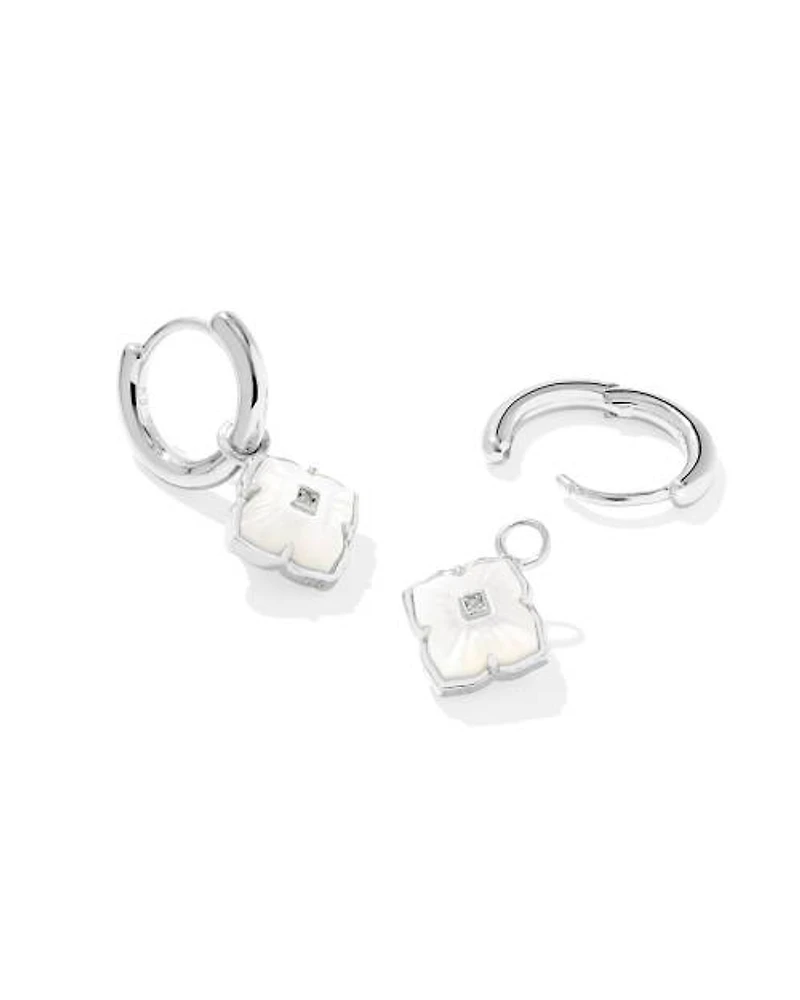 Dira Sterling Silver Carved Stone Huggie Earrings