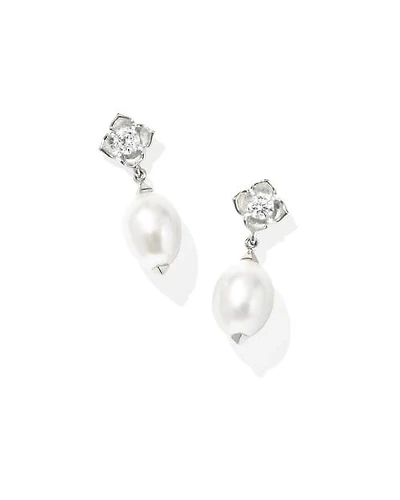 0.14 ct Lab Grown Diamond Dira 14k Gold Pearl Drop Earrings