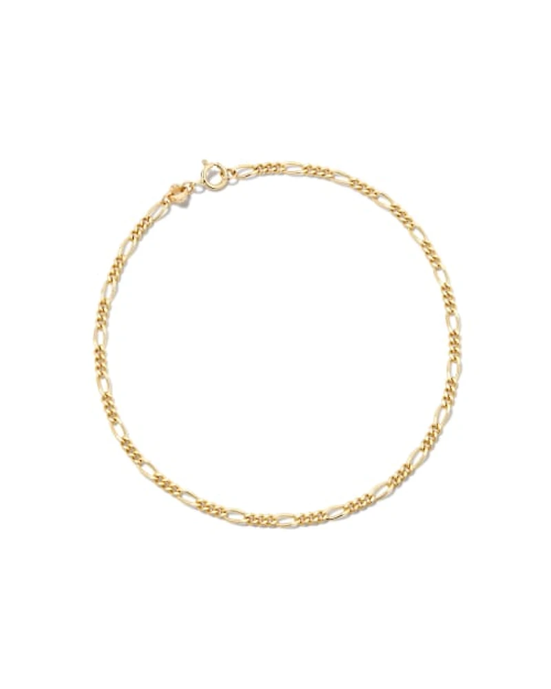 Figaro Chain Bracelet 14k Yellow Gold