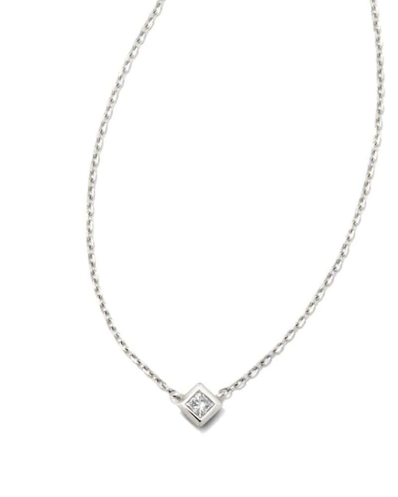 Michelle 14k White Gold Pendant Necklace in White Diamond