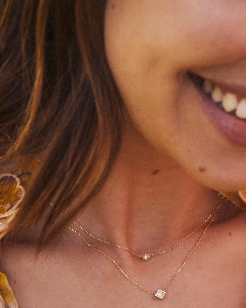 0.16 ct Michelle 14k Yellow Gold Pendant Necklace White Diamond