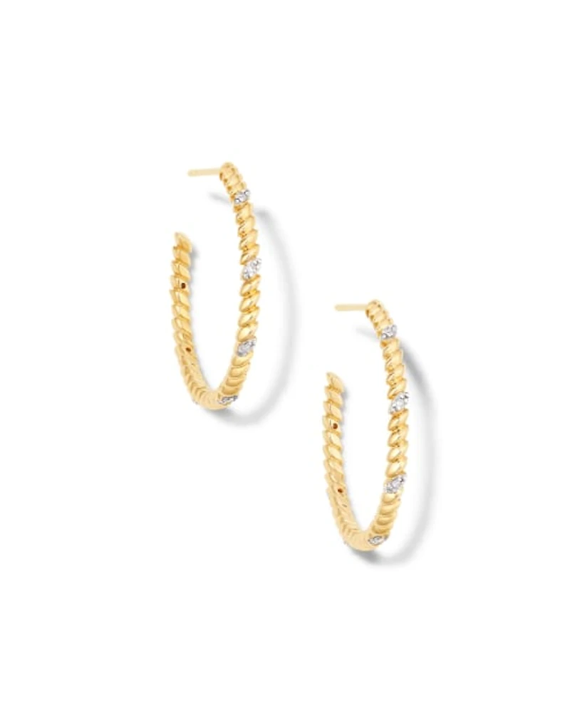 Tyler 14k Yellow Gold Hoop Earrings White Diamond