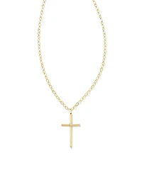 Thin Cross 14k Yellow Gold Charm White Diamond