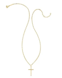 Thin Cross 14k Yellow Gold Charm White Diamond