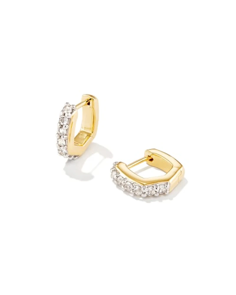 Davie 18k Gold Vermeil Huggie Earrings White Topaz