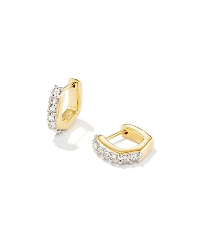 Davie 18k Gold Vermeil Huggie Earrings White Topaz