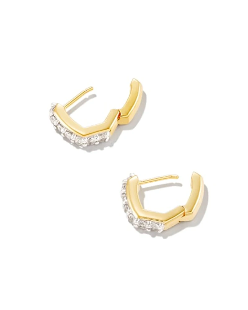 Davie 18k Gold Vermeil Huggie Earrings White Topaz