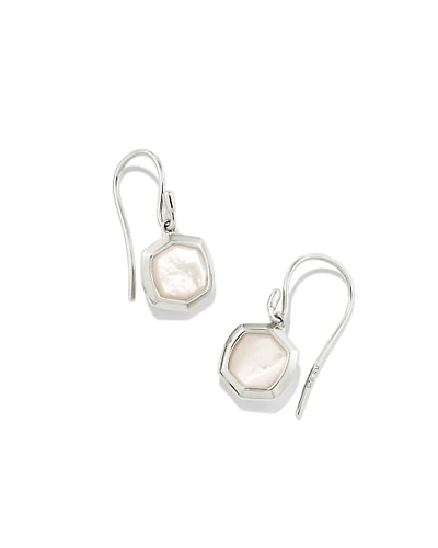 Davis Sterling Silver Small Drop Earrings in Ivory Mother-Of-Pearl