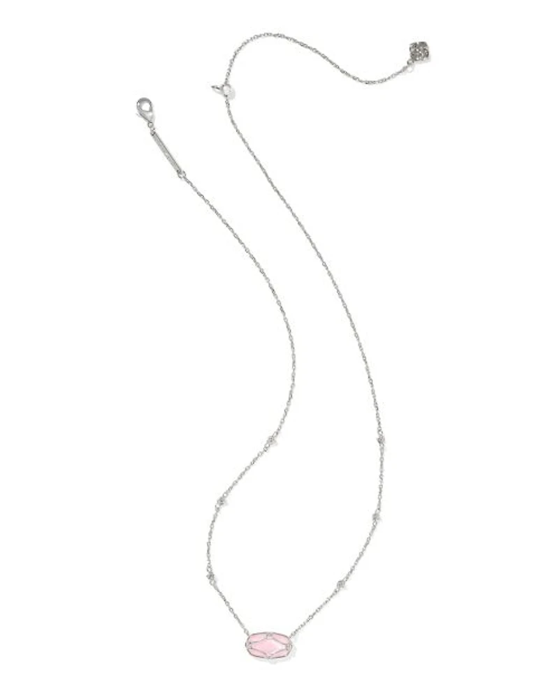 Elisa Lattice Frame Silver Short Pendant Necklace