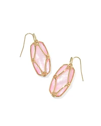 Elle Lattice Frame Gold Drop Earrings