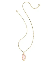 Elle Lattice Frame Gold Large Long Pendant Necklace