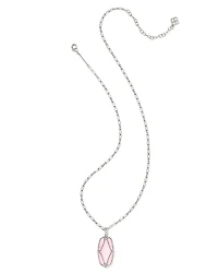 Elle Lattice Frame Silver Large Long Pendant Necklace