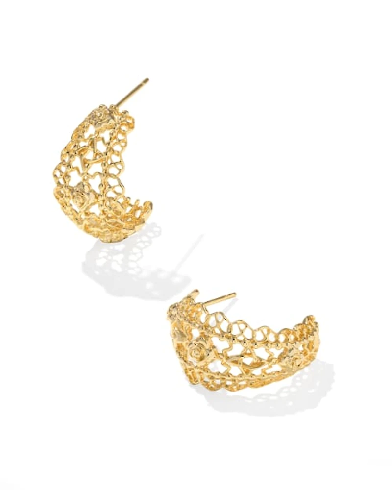 Krista Lace Gold Huggie Earrings