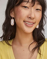 Elle Lattice Frame Gold Drop Earrings