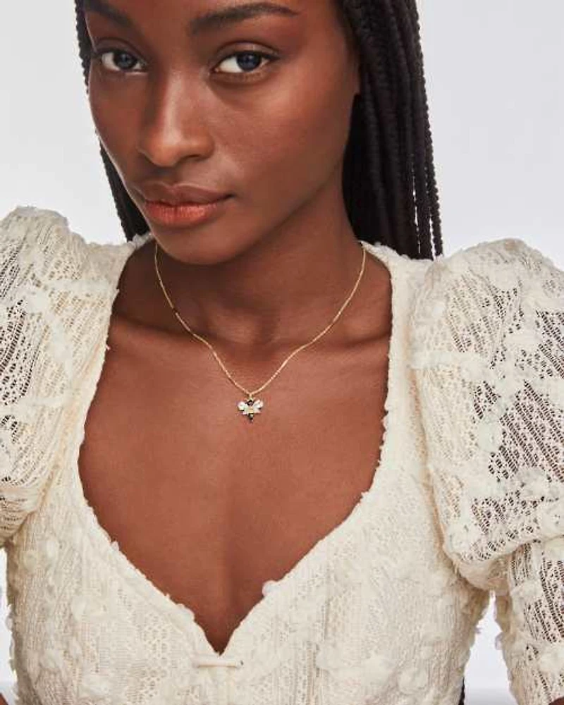 Bee Gold Short Pendant Necklace