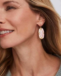 Elle Lattice Frame Gold Drop Earrings