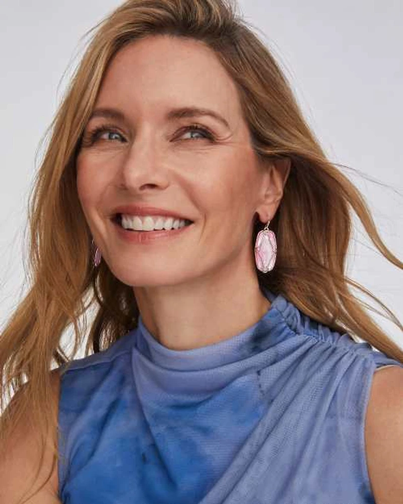 Elle Lattice Frame Silver Drop Earrings