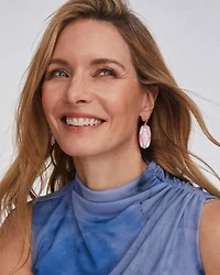 Elle Lattice Frame Silver Drop Earrings