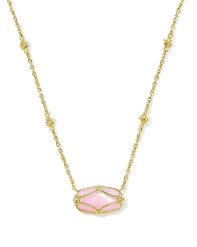 Elisa Lattice Frame Gold Short Pendant Necklace