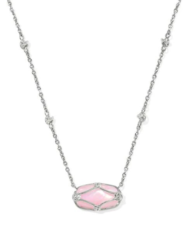 Elisa Lattice Frame Silver Short Pendant Necklace