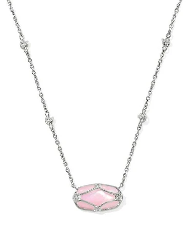 Elisa Lattice Frame Silver Short Pendant Necklace